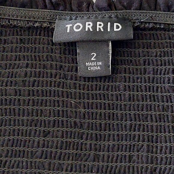 Torrid Off Shoulder Black Embroidered Skater Dress Plus Size 2 - Picture 6 of 9